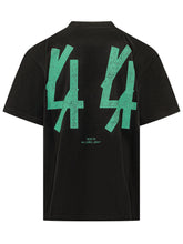 44 LABEL GROUP - T-shirt Girocollo con Scritta Guestlist - Nero - LIDIASHOPPING® - Official Website