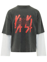 44 LABEL GROUP - T-shirt Over Double a Maniche Sovrapposte - Nero - LIDIASHOPPING® - Official Website