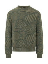 ETRO - Roma Crewneck Sweater with Textured Motifs - Green - LIDIASHOPPING® - Official Website