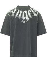PALM ANGELS - T-shirt with Arched Logo - Black - LIDIASHOPPING® - Official Website