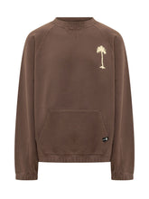 PALM ANGELS - Feel High Reg Crew Sweatshirt - Brown - LIDIASHOPPING® - Official Website