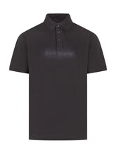 PALM ANGELS - Polo Shirt with Raised Lettering - Black - LIDIASHOPPING® - Official Website