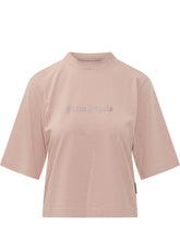 PALM ANGELS - T-shirt Boxy con Strass - Rosa - LIDIASHOPPING® - Official Website