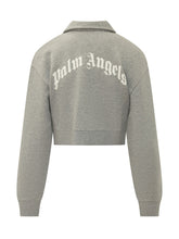 PALM ANGELS - Felpa Corta con Colletto e Zip - Grigio - LIDIASHOPPING® - Official Website