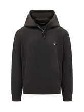 EMPORIO ARMANI - Hooded Sweatshirt with Knotted Drawstring - Black - LIDIASHOPPING® - Official Website