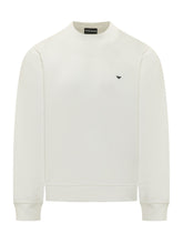 EMPORIO ARMANI - Felpa Girocollo con Piccolo Logo - Bianco - LIDIASHOPPING® - Official Website