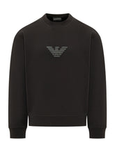 EMPORIO ARMANI - Crew Neck Sweatshirt with Front Logo - Black - LIDIASHOPPING® - Official Website