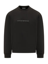 EMPORIO ARMANI - Felpa con Logo Frontale Discreto - Nero - LIDIASHOPPING® - Official Website