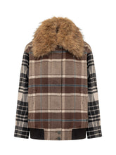 WEEKEND by MAX MARA - Checked jacket featuring long sleeves and a wide fur effect collar. Designed with a concealed front fastening, side pockets and a ribbed hem with button details. - Brown - LIDIASHOPPING® - Official Website