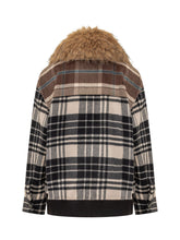 WEEKEND by MAX MARA - Checked jacket featuring long sleeves and a wide fur effect collar. Designed with a concealed front fastening, side pockets and a ribbed hem with button details. - Brown - LIDIASHOPPING® - Official Website