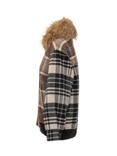 WEEKEND by MAX MARA - Checked jacket featuring long sleeves and a wide fur effect collar. Designed with a concealed front fastening, side pockets and a ribbed hem with button details. - Brown - LIDIASHOPPING® - Official Website