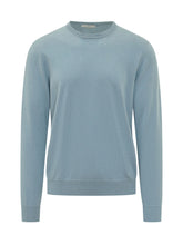 MALO - Crew Neck Sweater with Ribbed Trims - Blue - LIDIASHOPPING® - Official Website