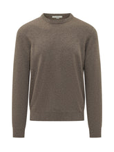 MALO - Crew Neck Sweater with Ribbed Hem - Brown - LIDIASHOPPING® - Official Website