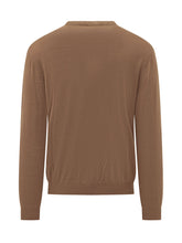 MALO - Crew Neck Sweater with Ribbed Hem - Brown - LIDIASHOPPING® - Official Website