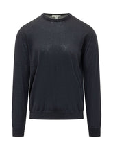 MALO - Crew Neck Sweater with Ribbed Hem - Blue - LIDIASHOPPING® - Official Website