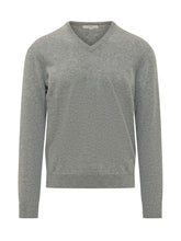 MALO - V Neck Sweater with Ribbed Trims - Grey - LIDIASHOPPING® - Official Website