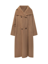MALO - Long coat featuring a flared silhouette, wide structured collar and double breasted fastening. Designed with wide sleeves, dropped shoulders and welt side pockets. - Brown - LIDIASHOPPING® - Official Website