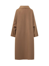 MALO - Long coat featuring a flared silhouette, wide structured collar and double breasted fastening. Designed with wide sleeves, dropped shoulders and welt side pockets. - Brown - LIDIASHOPPING® - Official Website