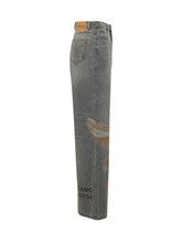 FIORUCCI - High rise baggy jeans featuring wide legs and a front figurative print depicting winged figures and flowers. Designed with five pockets, belt loops and a front button fastening. - Grey - LIDIASHOPPING® - Official Website