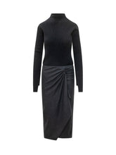 PINKO - Dianella Dress with Side Draping - Blue - LIDIASHOPPING® - Official Website