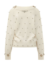 PINKO - Maglia Pigolio con Scollo a V e Applicazioni - Bianco - LIDIASHOPPING® - Official Website