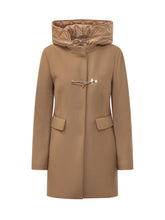 FAY - Cappotto con Cappuccio e Chiusura a Gancio - Marrone - LIDIASHOPPING® - Official Website