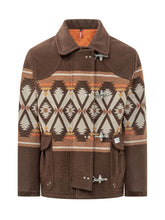 FAY - Giacca con Chiusure a Gancio e Motivo Geometrico - Marrone - LIDIASHOPPING® - Official Website