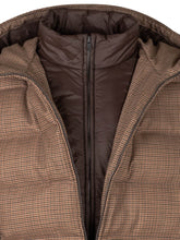 FAY - Padded Hooded Jacket with Microcheck Pattern - Brown - LIDIASHOPPING® - Official Website