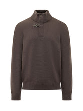FAY - Maglia a Collo Alto con Gancio - Marrone - LIDIASHOPPING® - Official Website