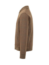 CIRCOLO - Bomber jacket featuring a checked pattern, raised ribbed collar and front button fastening. Designed with side welt pockets and ribbed cuffs and hem. - Brown - LIDIASHOPPING® - Official Website