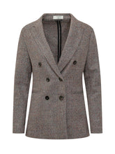 CIRCOLO 1901 - Double breasted blazer featuring a herringbone pattern, peak lapels and six button front fastening. Designed with long sleeves, side welt pockets and a slightly tailored silhouette. - Brown - LIDIASHOPPING® - Official Website