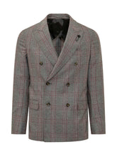LARDINI - Double Breasted Suit with Check Pattern - Grey - LIDIASHOPPING® - Official Website