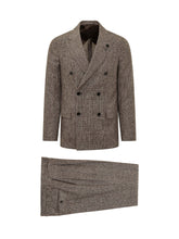LARDINI - Double Breasted Suit with Micro Pattern - Brown - LIDIASHOPPING® - Official Website