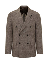 LARDINI - Double Breasted Suit with Micro Pattern - Brown - LIDIASHOPPING® - Official Website