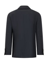 LARDINI - Single Breasted Blazer with Geometric Texture - Blue - LIDIASHOPPING® - Official Website