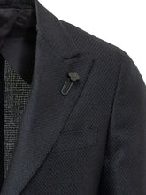 LARDINI - Single Breasted Blazer with Geometric Texture - Blue - LIDIASHOPPING® - Official Website