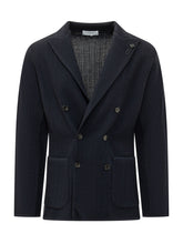 LARDINI - Double Breasted Knitted Blazer - Blue - LIDIASHOPPING® - Official Website