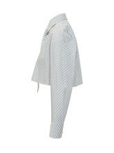 MSGM - Cropped Striped Shirt with Tie - White - LIDIASHOPPING® - Official Website