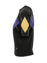 MSGM - Short Sleeve Sweater with Argyle Motif - Black - LIDIASHOPPING® - Official Website