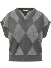 PESERICO - Crewneck sweater featuring long sleeves, slightly dropped shoulders and an openwork knit with small shimmering details. Finished with ribbed cuffs and hem. - Grey - LIDIASHOPPING® - Official Website