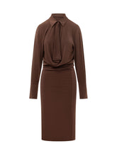 THE ANDAMANE - Abito Midi Lilia con Vita Drappeggiata - Marrone - LIDIASHOPPING® - Official Website