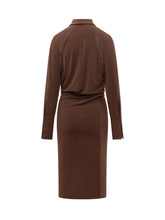 THE ANDAMANE - Abito Midi Lilia con Vita Drappeggiata - Marrone - LIDIASHOPPING® - Official Website