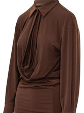 THE ANDAMANE - Abito Midi Lilia con Vita Drappeggiata - Marrone - LIDIASHOPPING® - Official Website