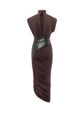 THE ANDAMANE - Ursula Midi Dress with Side Draping - Red - LIDIASHOPPING® - Official Website