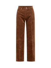 7 FOR ALL MANKIND - Stovepipe Straight Leg Trousers with Ribbed Texture - Brown - LIDIASHOPPING® - Official Website
