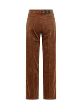 7 FOR ALL MANKIND - Stovepipe Straight Leg Trousers with Ribbed Texture - Brown - LIDIASHOPPING® - Official Website