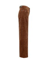 7 FOR ALL MANKIND - Stovepipe Straight Leg Trousers with Ribbed Texture - Brown - LIDIASHOPPING® - Official Website