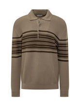 PAOLO PECORA - Polo a Maniche Lunghe con Righe - Marrone - LIDIASHOPPING® - Official Website