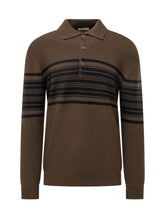 PAOLO PECORA - Polo a Maniche Lunghe con Righe - Marrone - LIDIASHOPPING® - Official Website