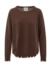 KUJTEN - Mela Sweater with Irregular Edges - Brown - LIDIASHOPPING® - Official Website